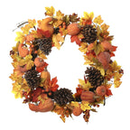 Fiery pinecones & pumpkins wreath
