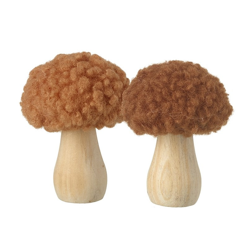 Fluffy topped mushroom ornaments