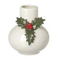 Small white vase with holly detail