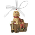 Christmas pup in cart hanging dec