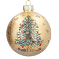 Gold glass bauble with nostalgic tree print
