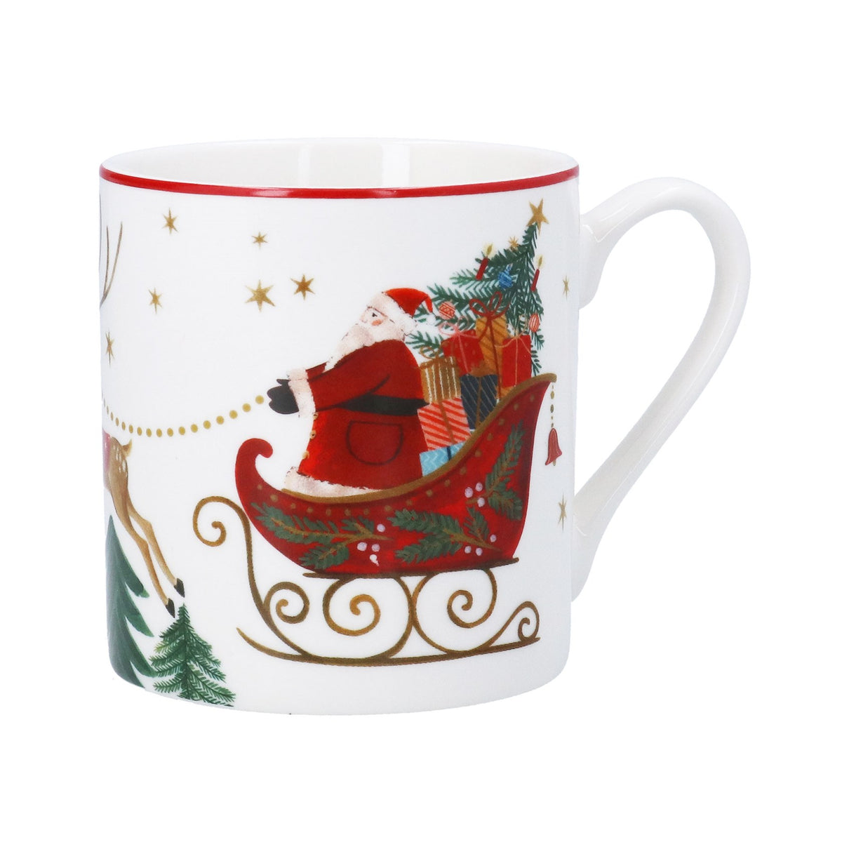 Nostalgic sleigh scene bone china mug