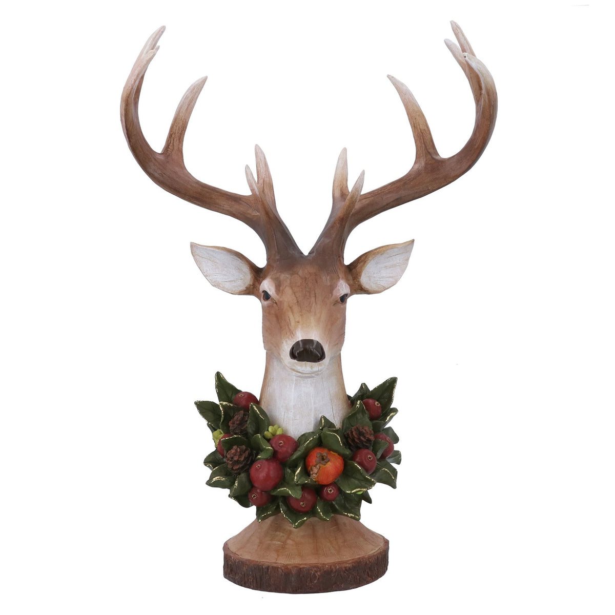 Stag bust with fruit & nut wreath