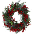 Red berries, rosehip & foliage wreath,