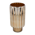 Metallic gold ribbed glass vase