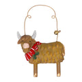 Highland cow with scarf resin hanging dec