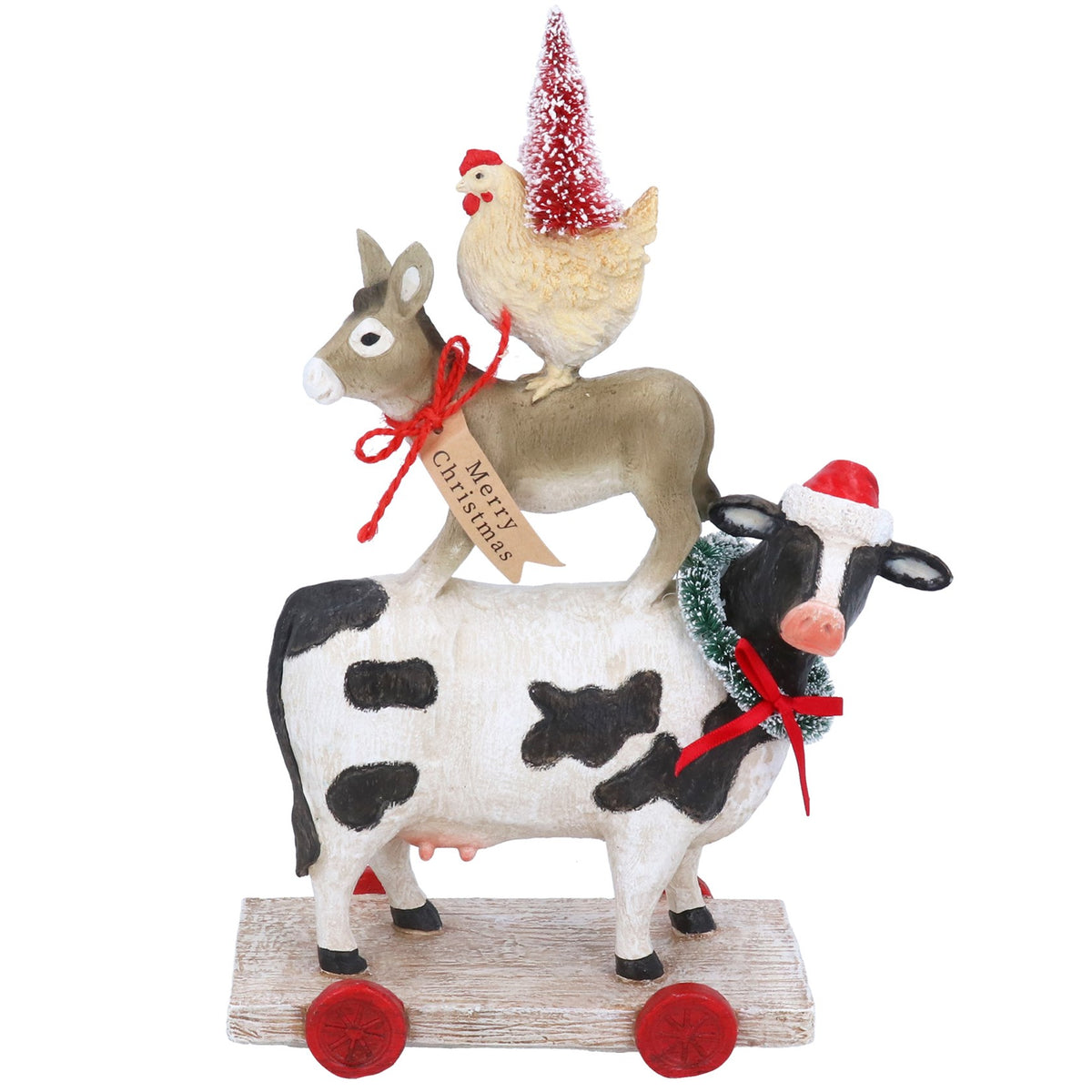 Resin stacked farm animals ornament