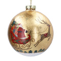 Gold glass bauble with nostalgic Santa scene
