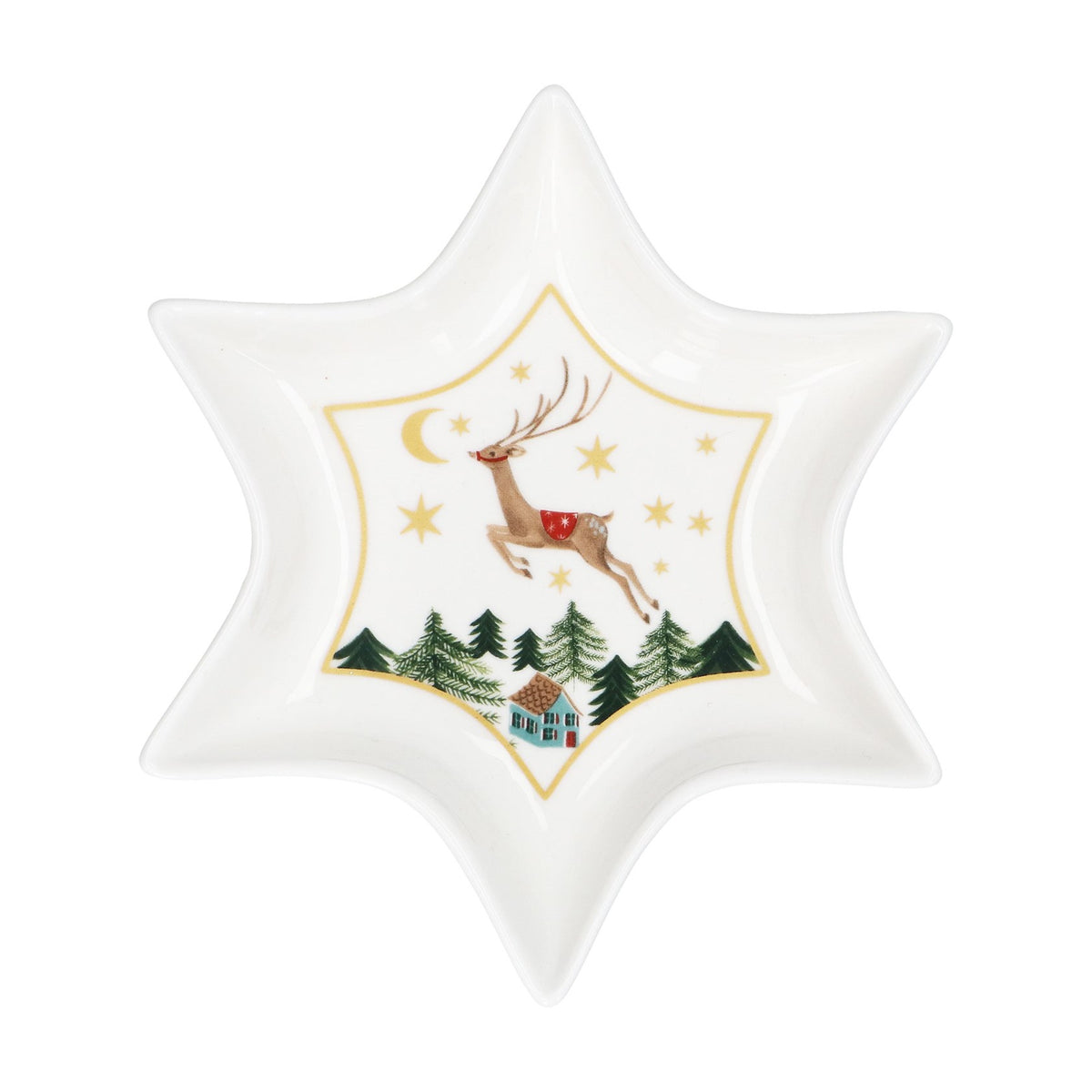 Bone china star dish with nostalgic print (17cm)