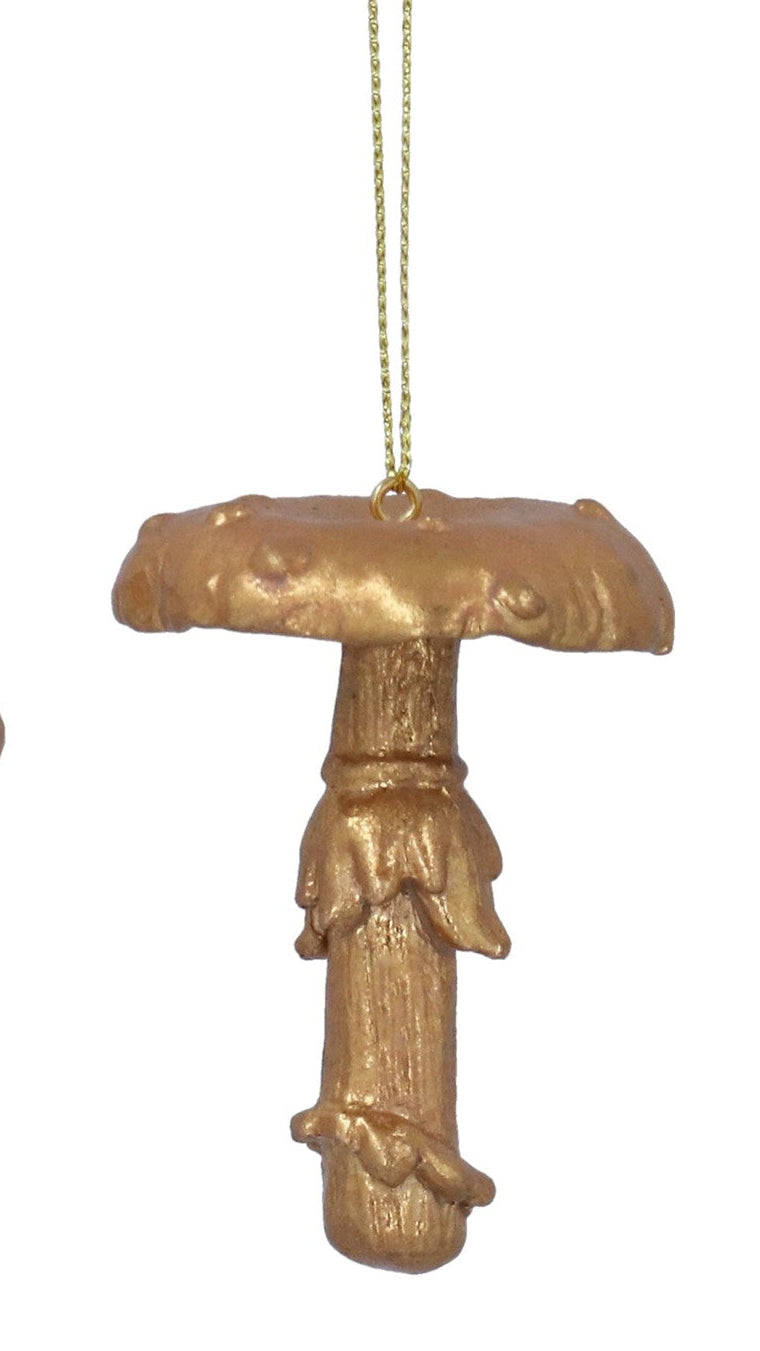 Old gold toadstool hanging decs