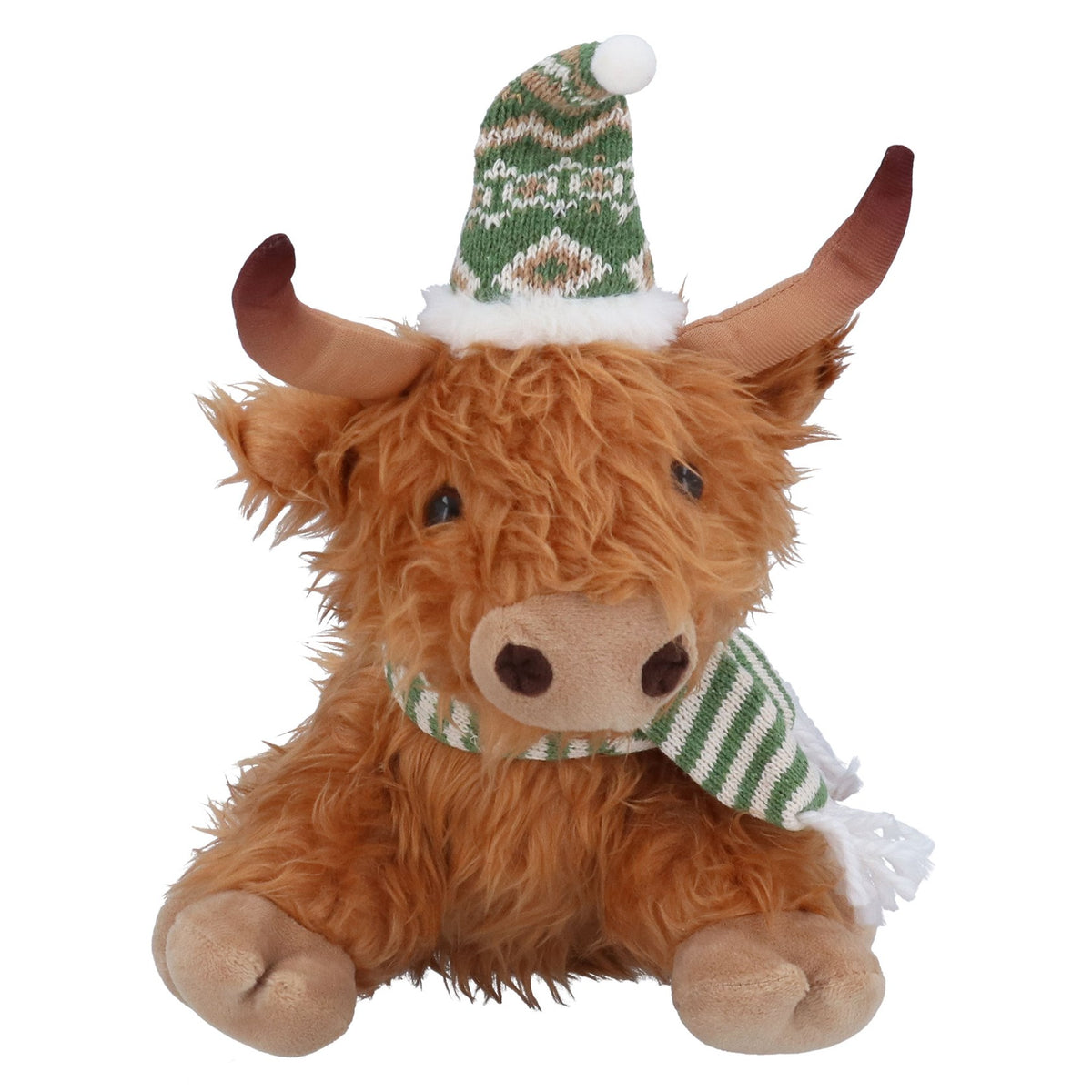 Plush sitting Hhghland cow ornament