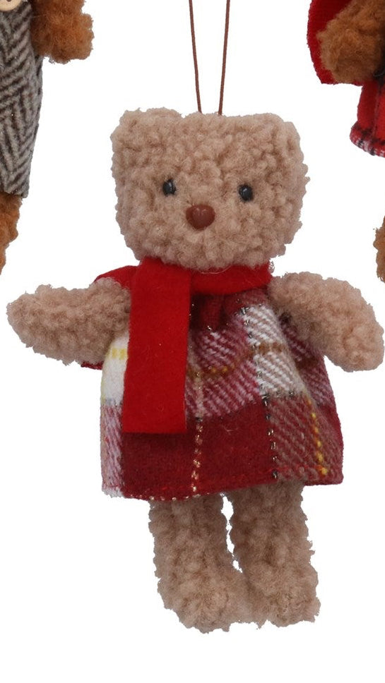 Fabric Mr/Mrs dressed Teddy hanging decs