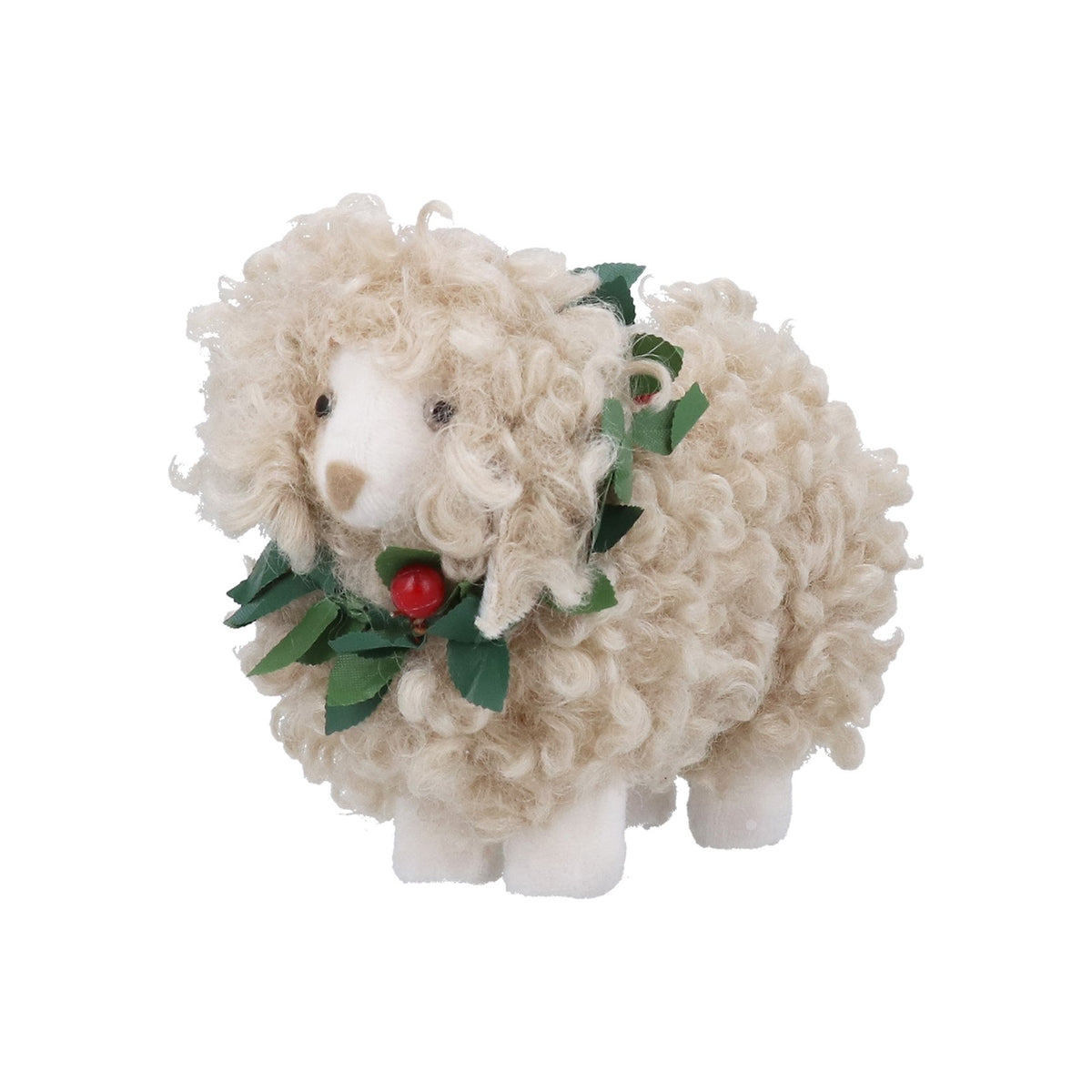 Sheep with wreath ornament (14cm)