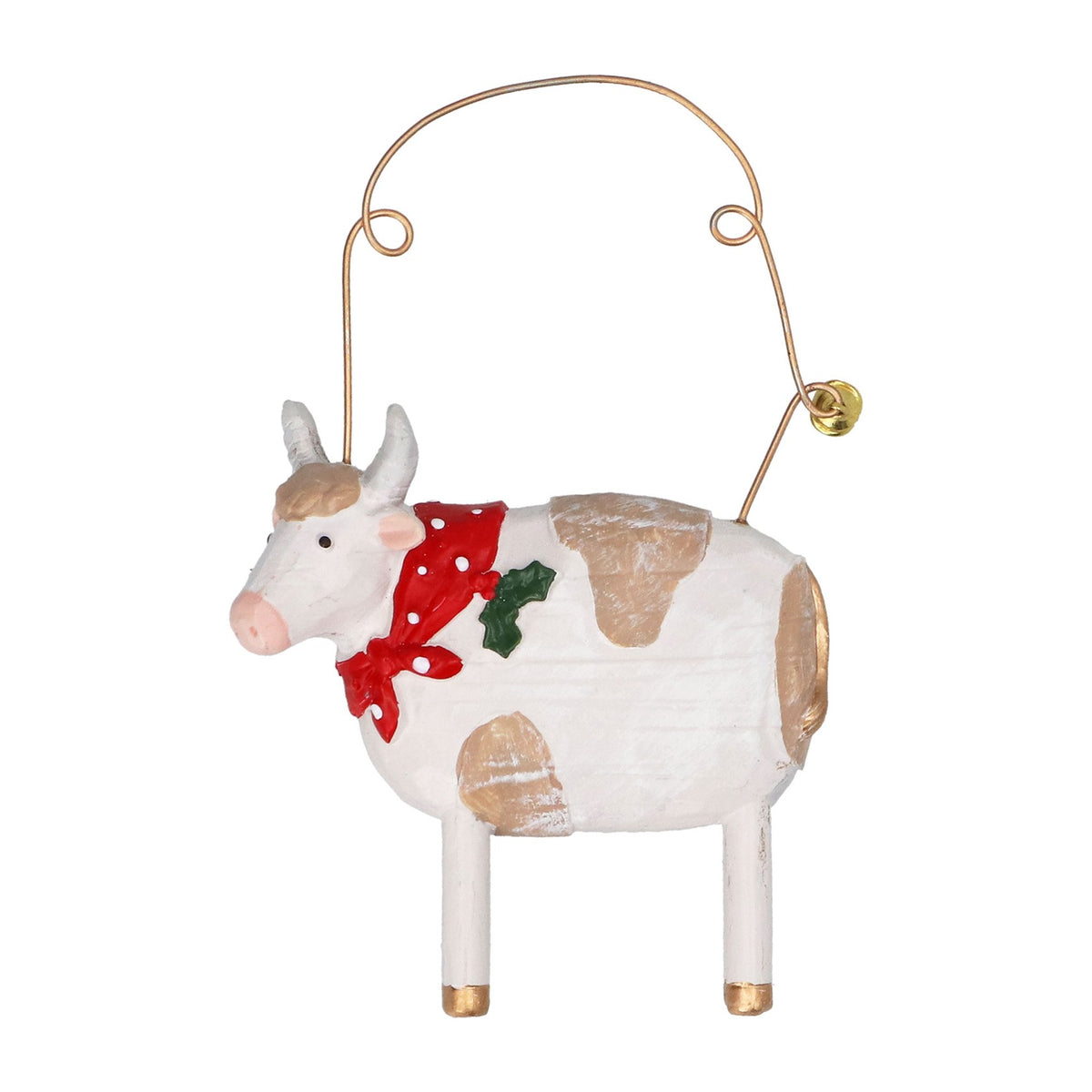 Cow with scarf resin hanging dec