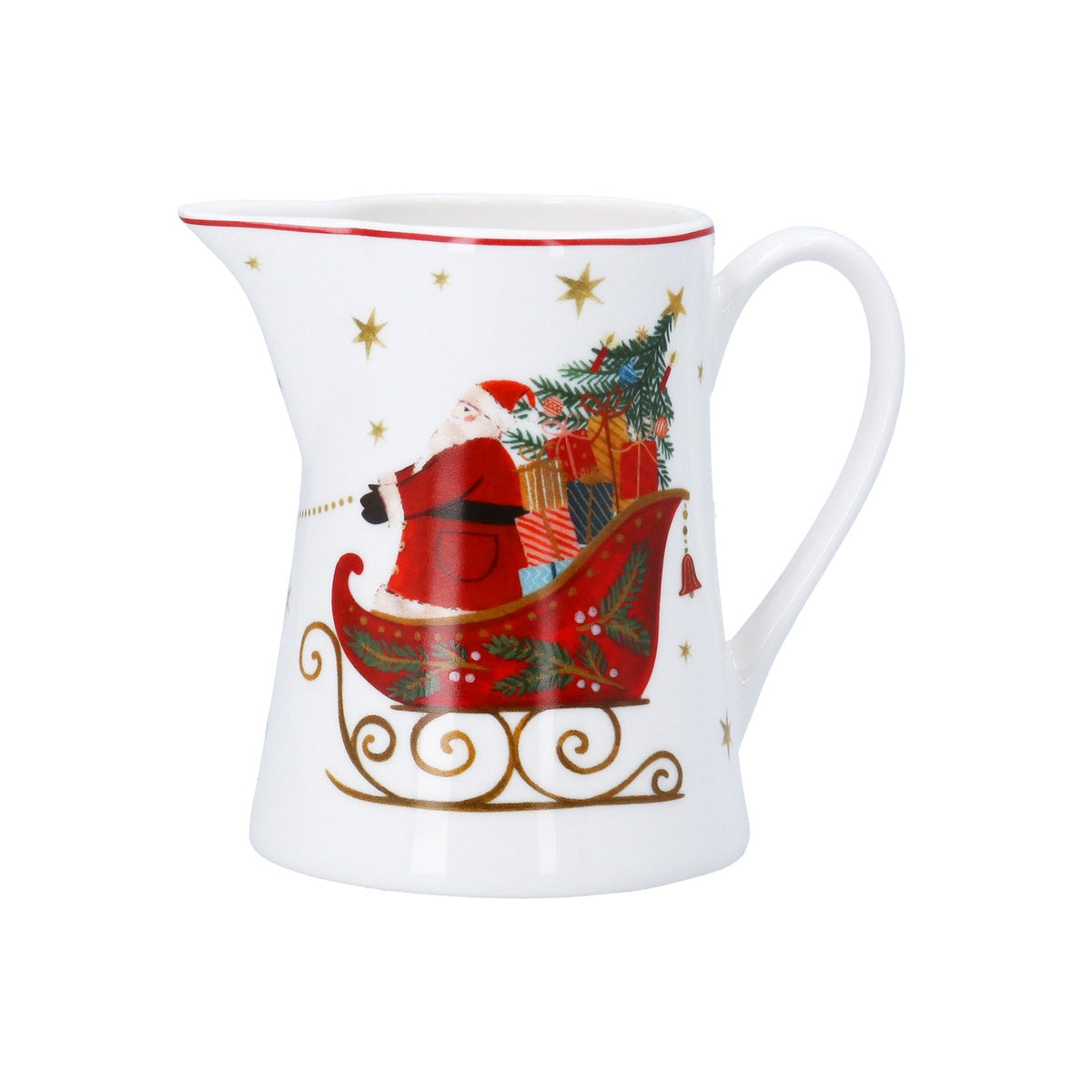 Nostalgia sleigh print bone china jug