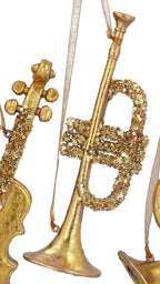 Gold trumpet/violin/french horn hanging dec