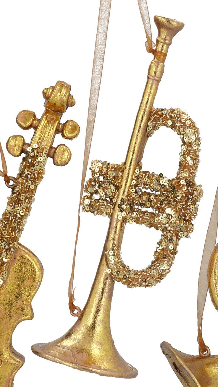 Gold trumpet/violin/french horn hanging dec
