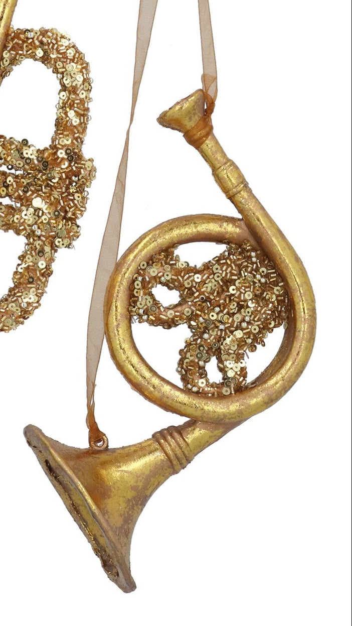 Gold trumpet/violin/french horn hanging dec