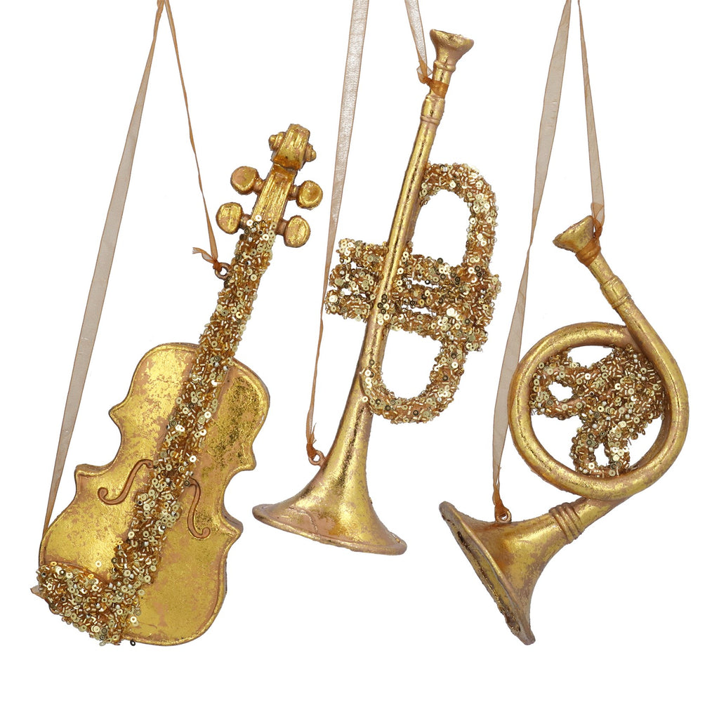 Gold trumpet/violin/french horn hanging dec