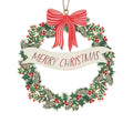 Merry Christmas wreath wooden hanging dec