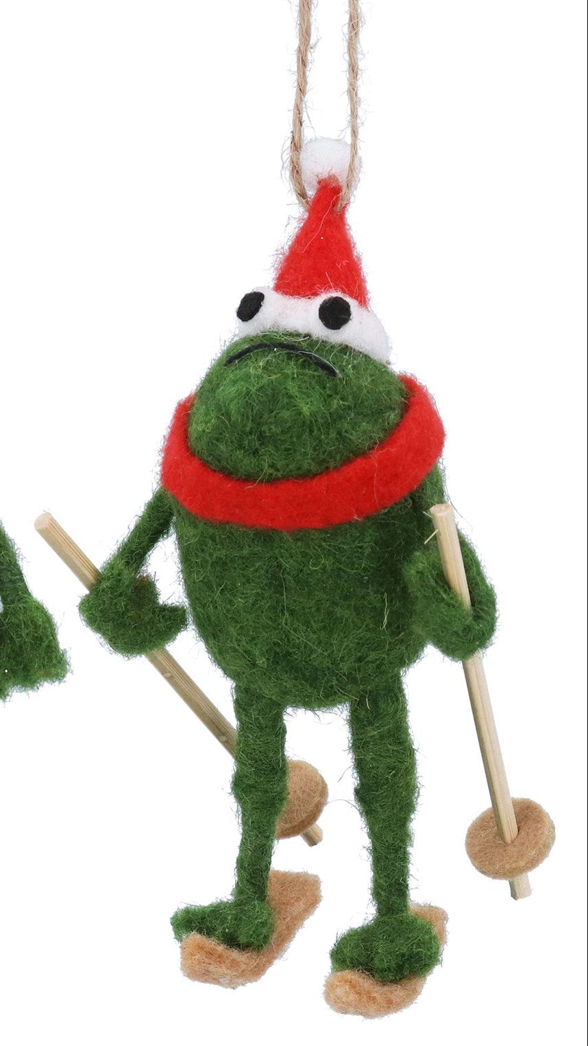 Skating/Skiing frog hanging dec