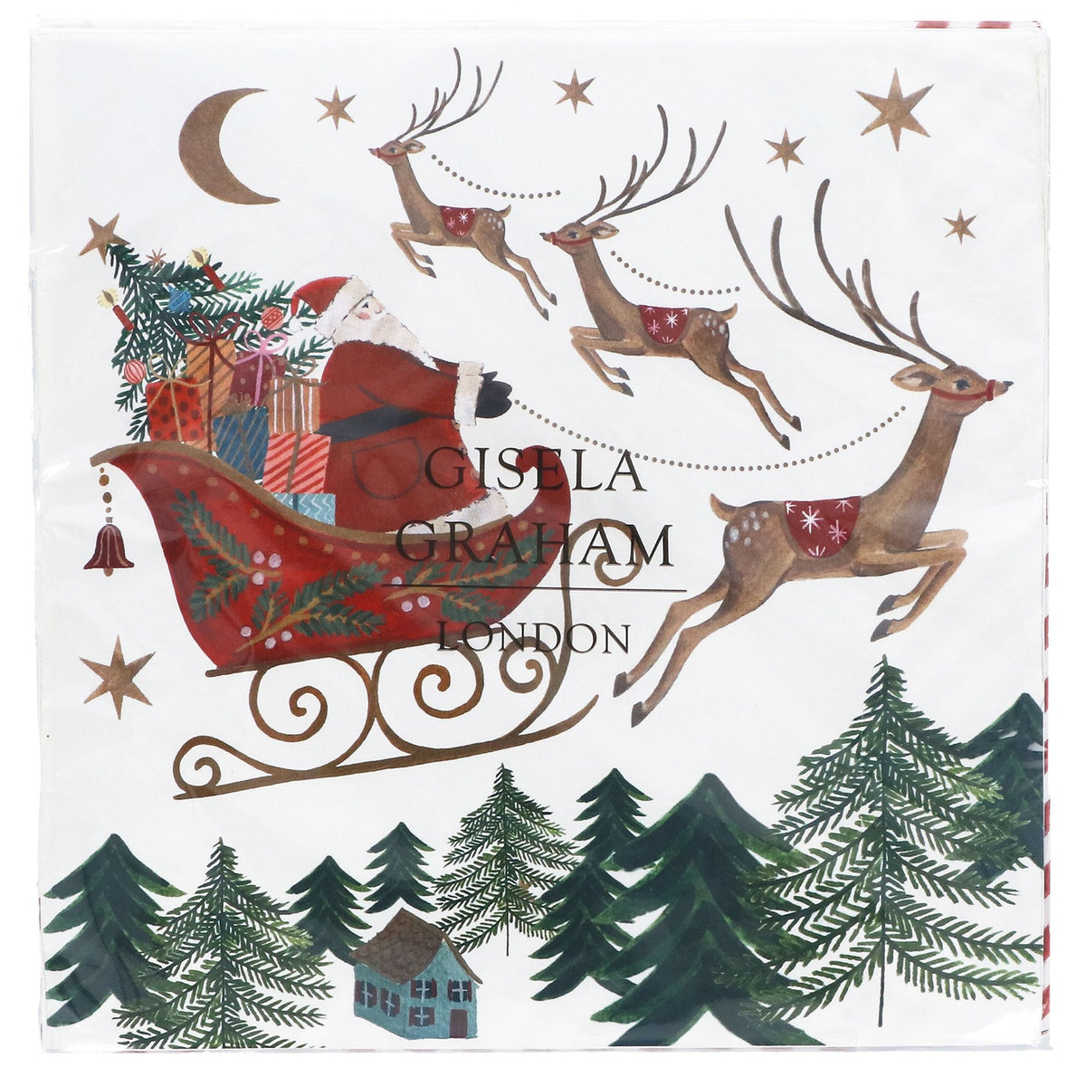 Santa and his sleigh pack of 20 napkins
