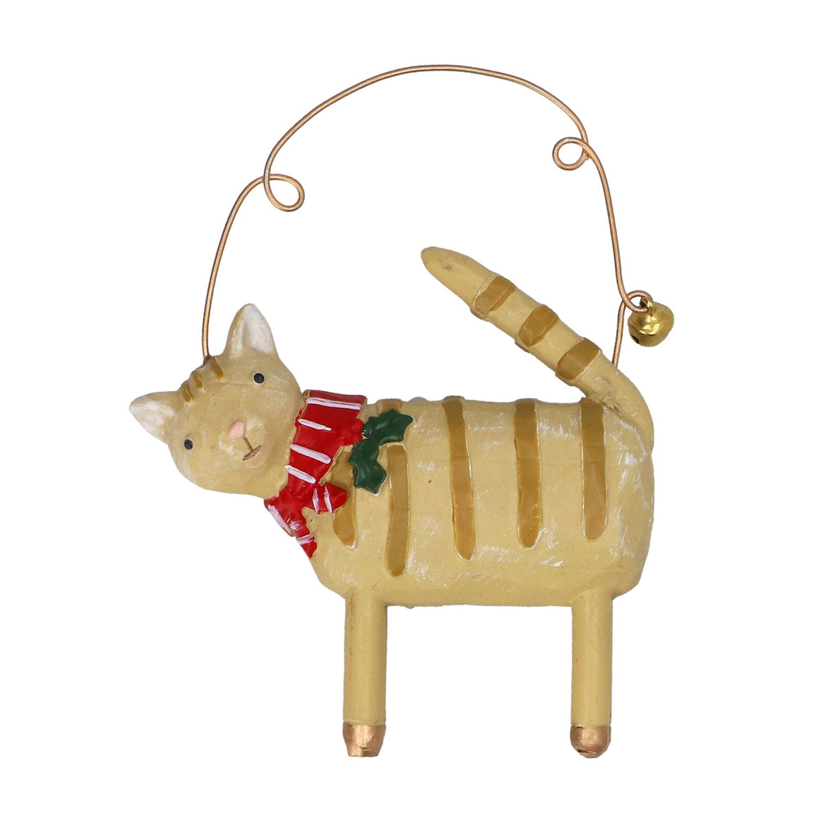 Cat with scarf resin hanging dec