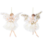 Cream/gold fabric fairy hanging dec