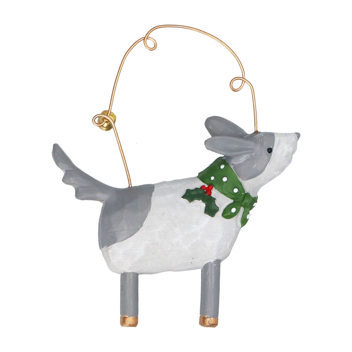 Dog with scarf resin hanging dec