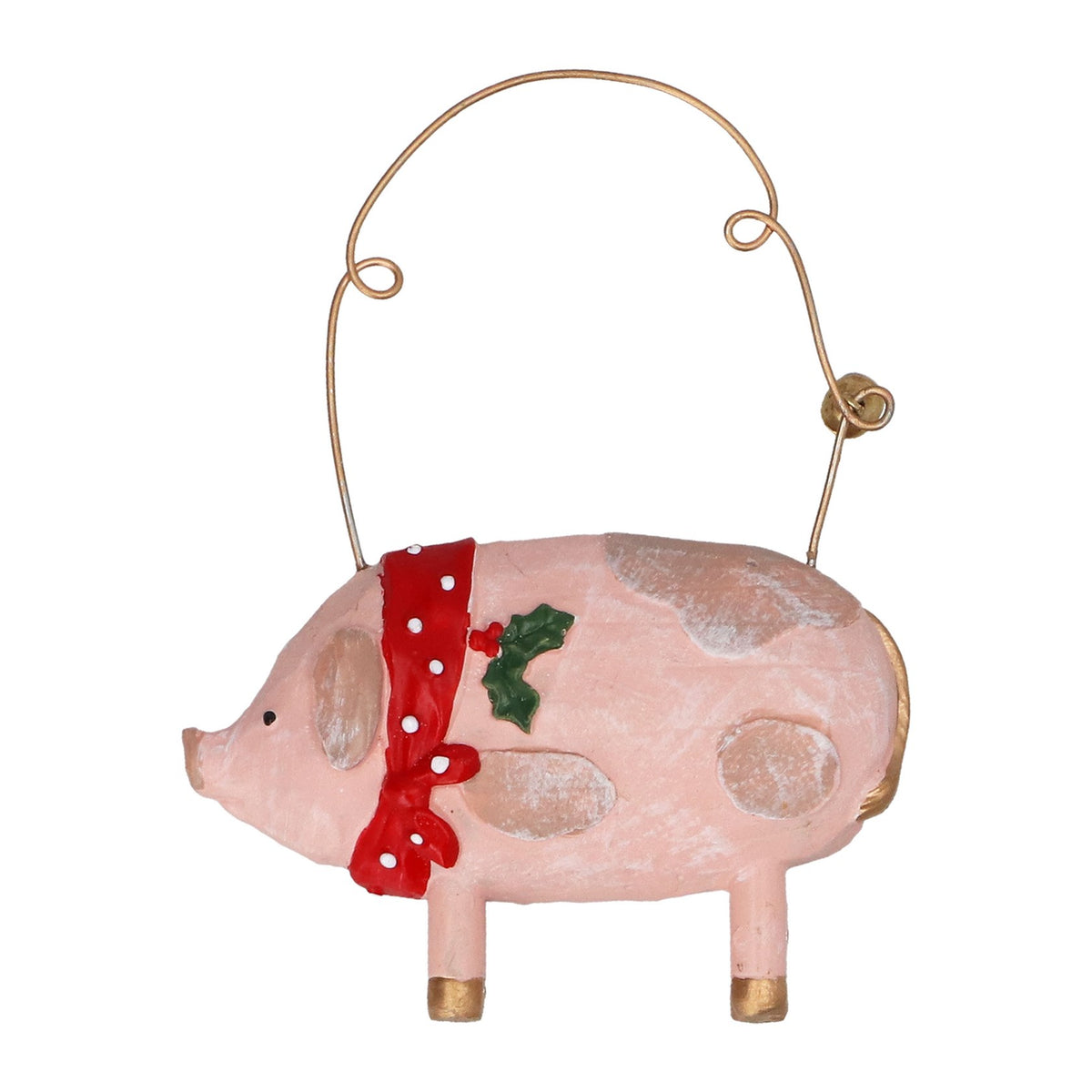 Pig with scarf resin hanging dec
