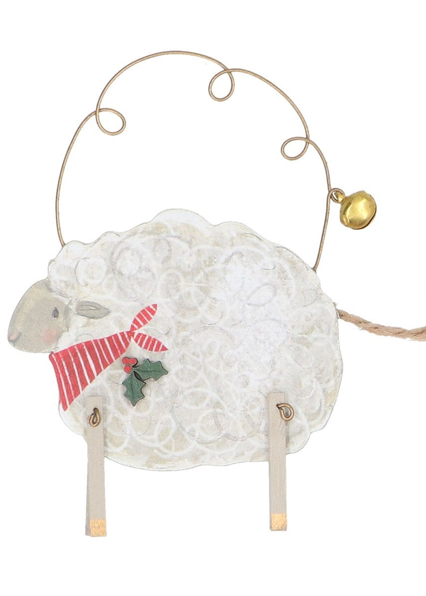Sheep/ram with scarf wooden hanging dec