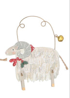 Sheep/ram with scarf wooden hanging dec