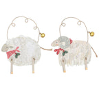 Sheep/ram with scarf wooden hanging dec