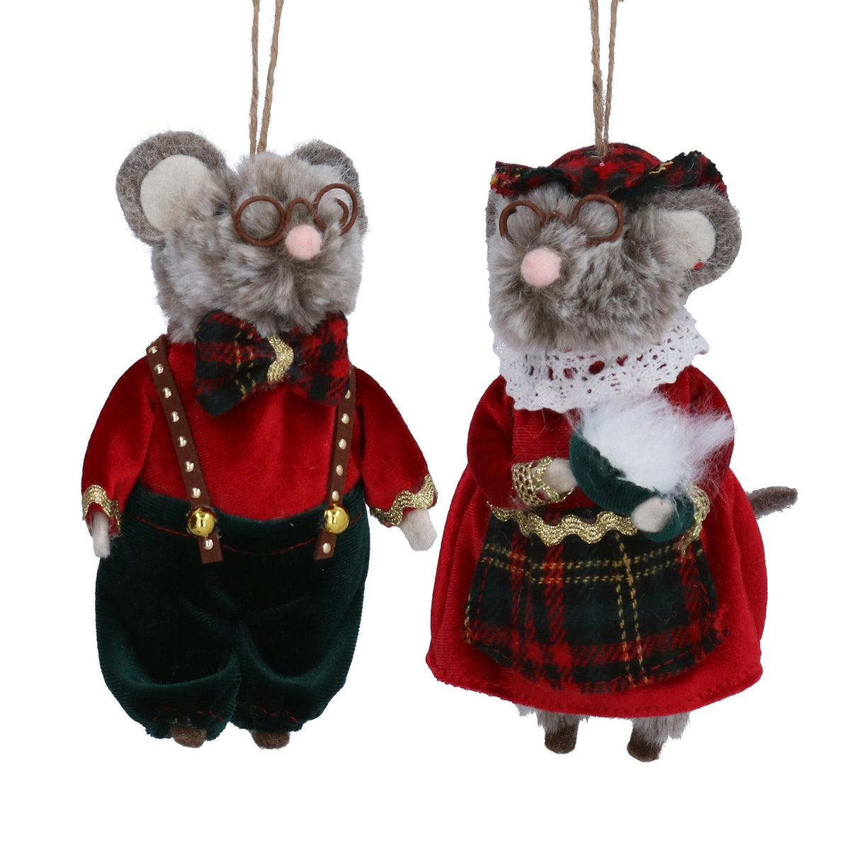 Mr/Mrs Mouse with tartan trim