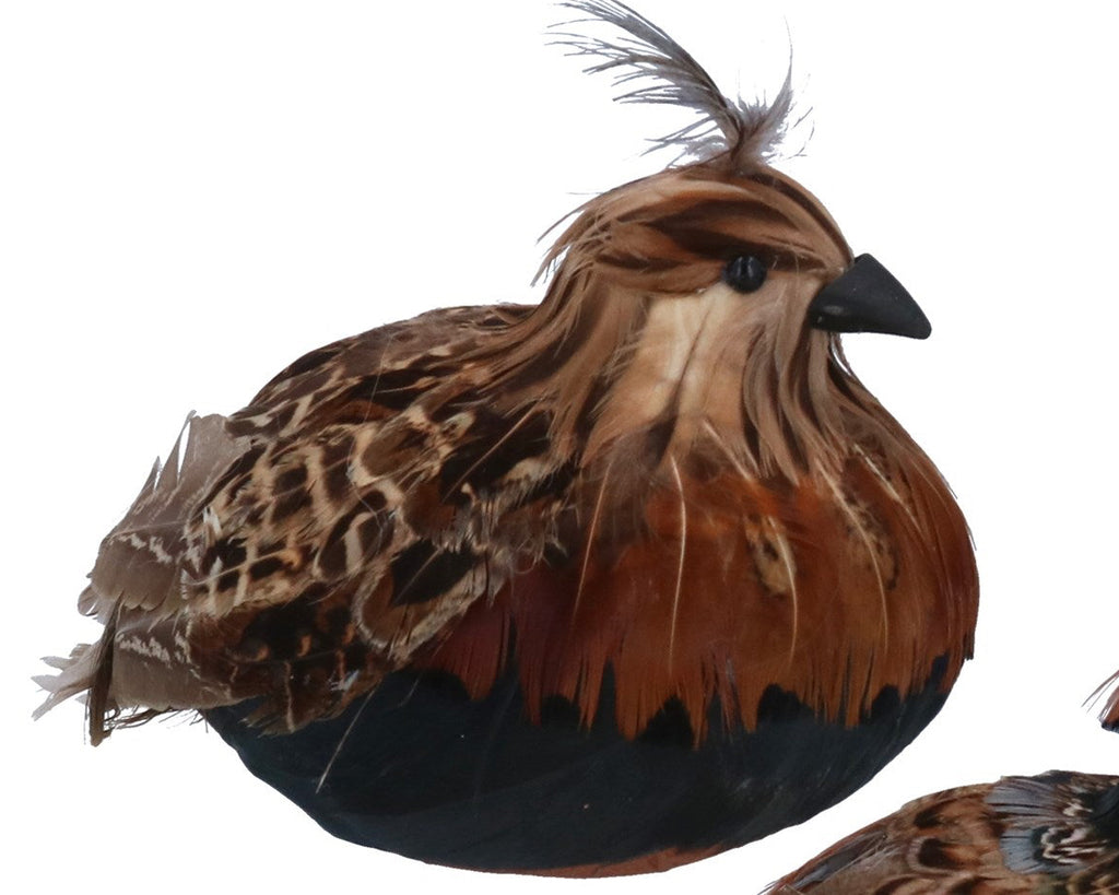 Feather sitting partridge ornament