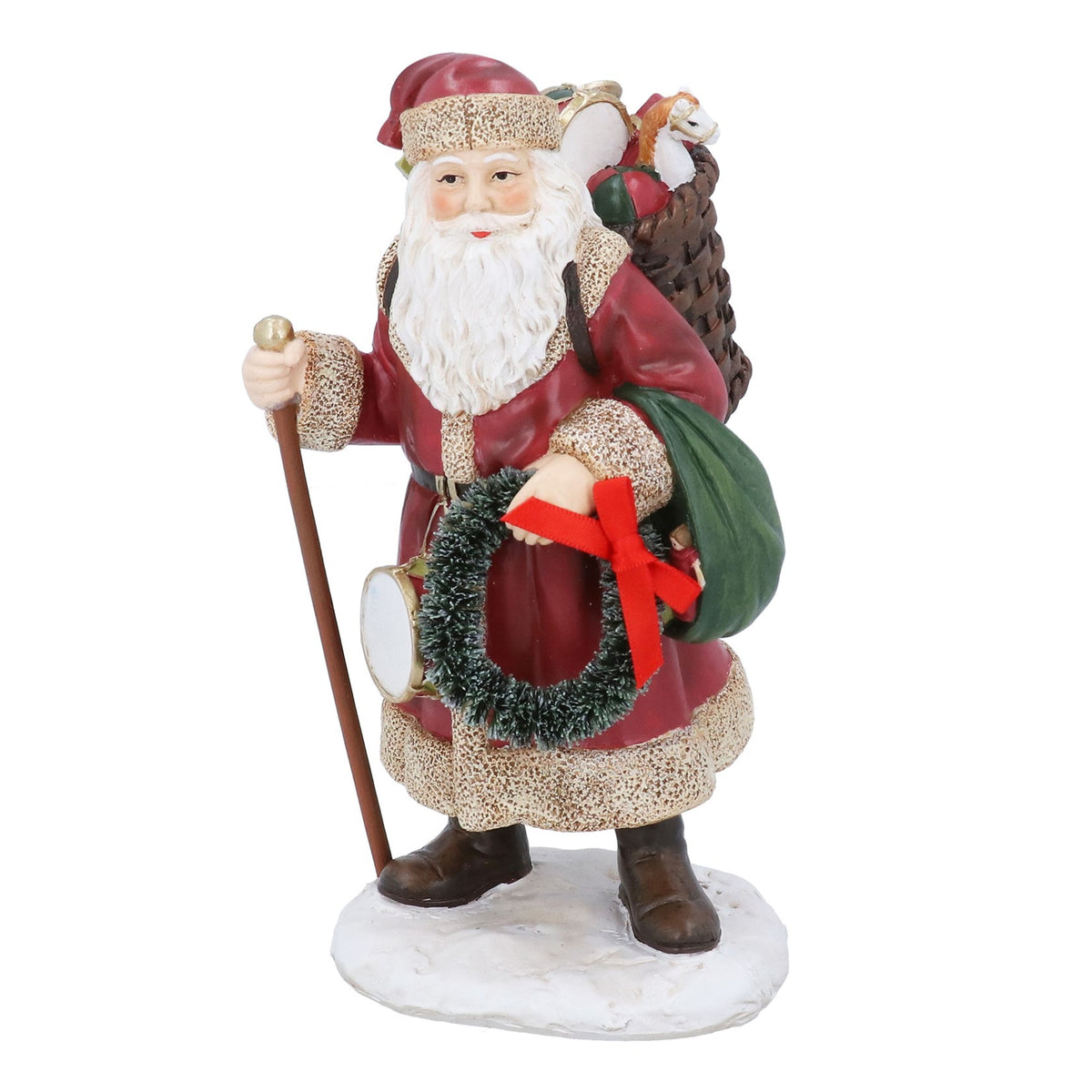 Santa with wreath and sack ornament