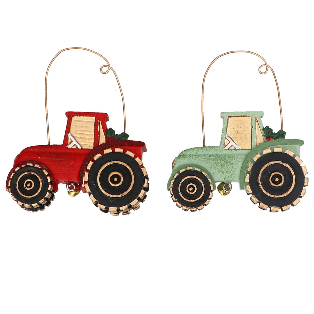 Red/Green resin hanging tractor