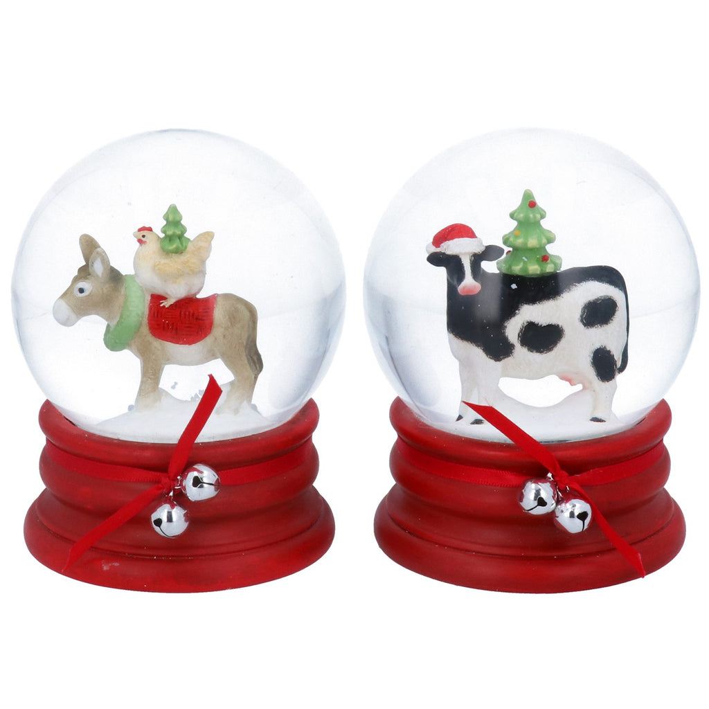 Donkey/cow snow globe