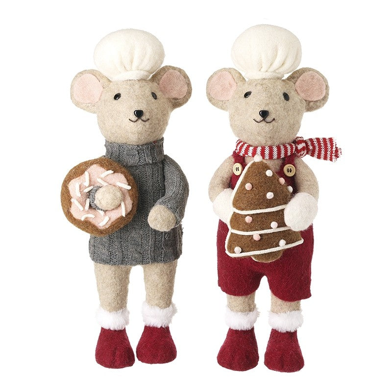 Felt mice with white hat