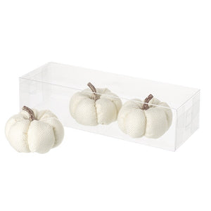Pack of 3 linen white pumpkins