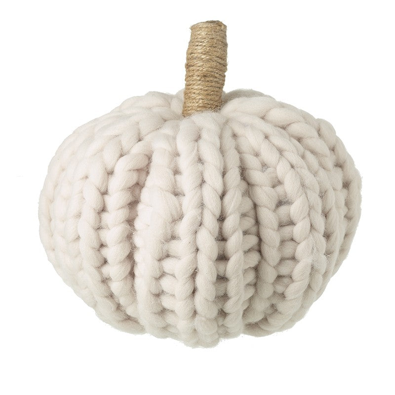 Large cream knitted pumpkin