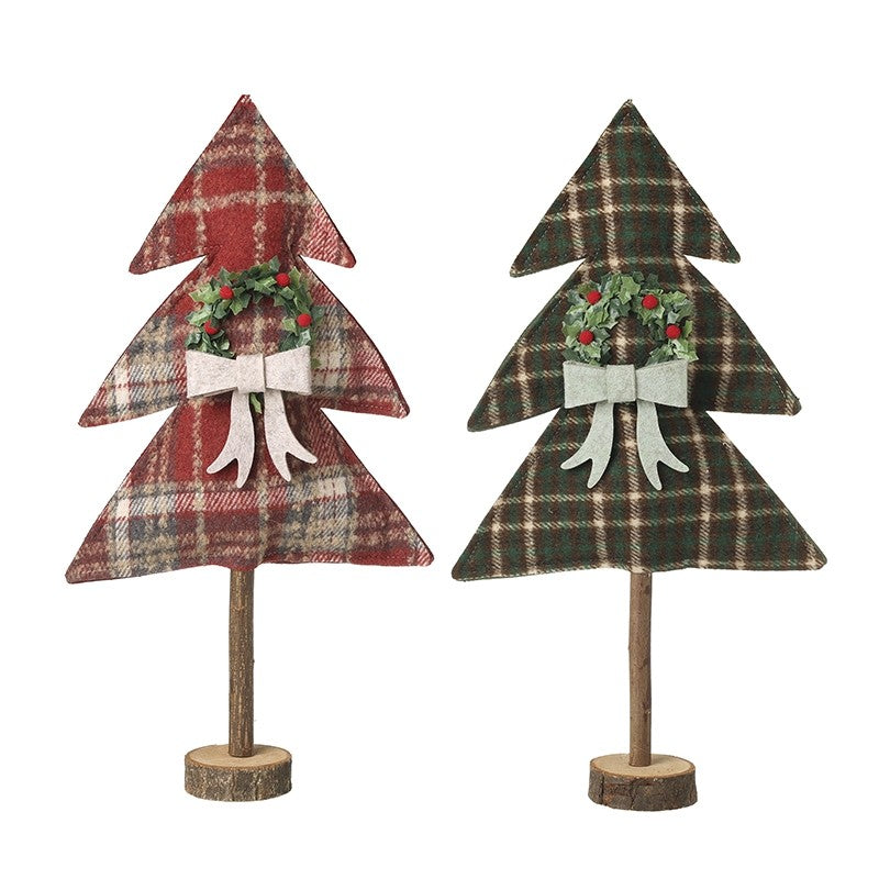 Tall tartan Christmas trees