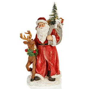 22cm Polyresin Santa with Deer