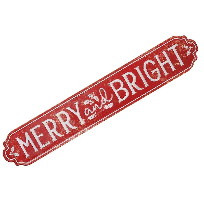 Merry and bright red & white sign