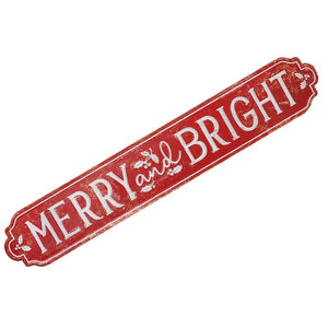 Merry and bright red & white sign