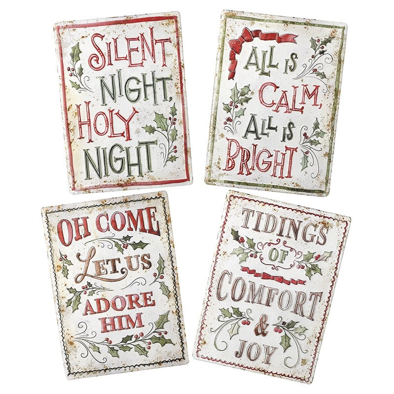 Metal Christmas cream and red plaque