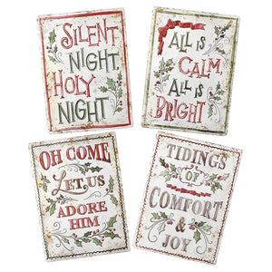 Metal Christmas cream and red plaque