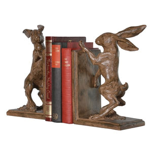 Pair of boxing hare bookends