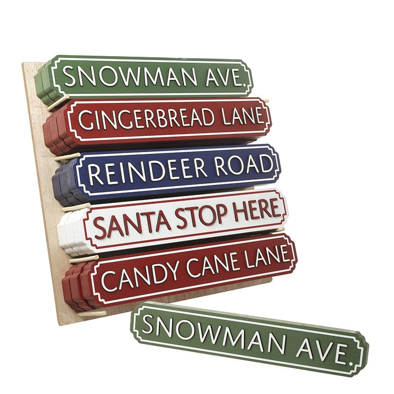 Christmas wood road signs