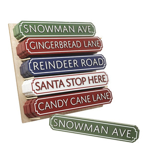 Christmas wood road signs